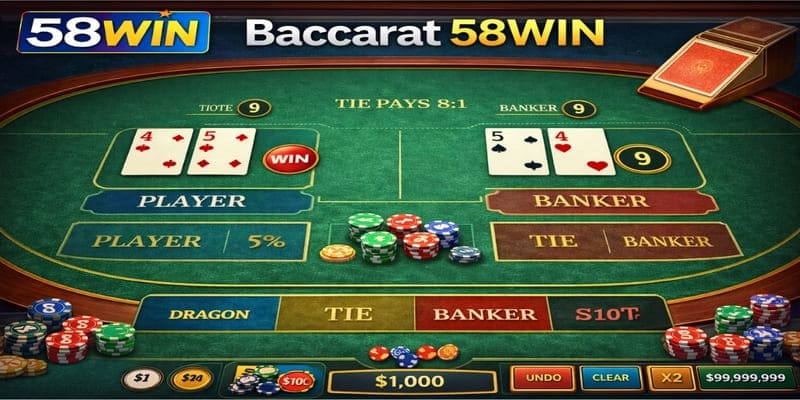 Baccarat 58WIN – Game Bài Cá Cược Được Yêu Thích Nhất 2026